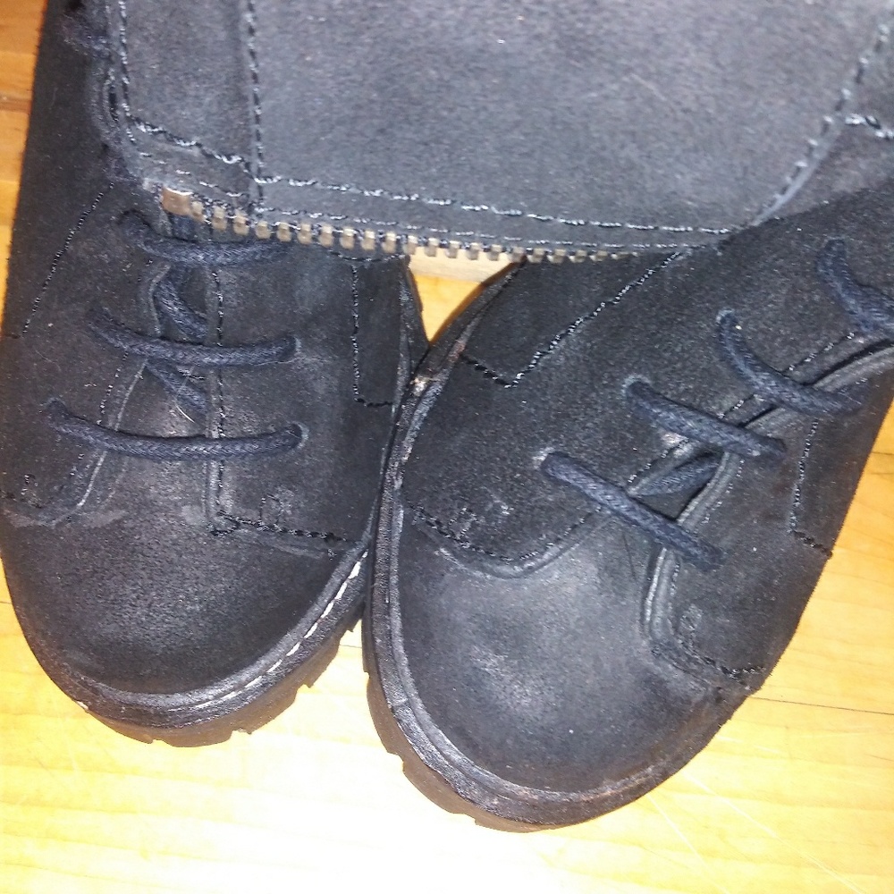 True religion black combat boots w heel, super cute